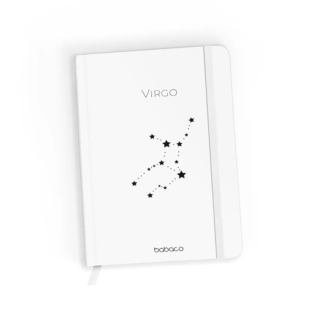 Original Notizbuch Babaco Muster Zodiac Constellation 006 white, kariertes Papier mit Lizenz